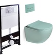 Комплект! унитаз подвесной,система смыва Tornado  + исталляция с кнопкой (светло-зелёный матовый)  - Сантехника