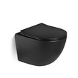 Унитаз подвесной, безободковый, матовый чёрный (сиденье микролифт) - Сантехника