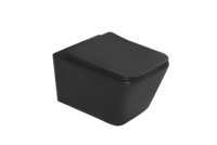 Унитаз подвесной, безободковый, матовый чёрный (сиденье микролифт) - Сантехника