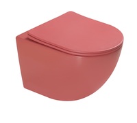 Унитаз подвесной, безободковый, система смыва Tornado (красный матовый) - Сантехника