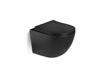 Унитаз подвесной, безободковый, матовый чёрный (сиденье микролифт) - Сантехника