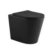Унитаз приставной, безободковый система смыва Tornado черный матовый (сиденье микролифт) - Сантехника