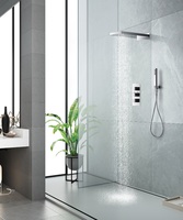 Душевой комплект скрытого монтажа с термостатом, хромированный, верхний душ размер 500 х 220 х 30мм  - Сантехника