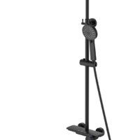 Душевая стойка, чёрная матовая, верхний душ диаметр 250мм   - Сантехника