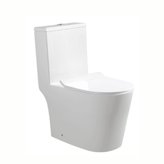 Унитаз напольный моноблок безободковый,система смыва Tornado (сиденье микролифт) Арматура R&T - Сантехника