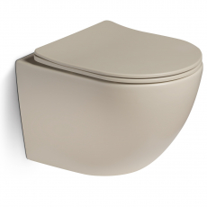 Унитаз подвесной, безободковый,система смыва Tornado (бежевый матовый) - Сантехника