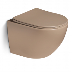 Унитаз подвесной, безободковый, система смыва Tornado (светло-коричневый матовый) - Сантехника