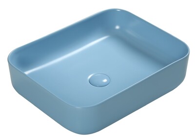 Раковина накладная (голубая матовая) донный клапан в комплекте - Сантехника