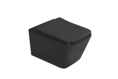Унитаз подвесной, безободковый, матовый чёрный (сиденье микролифт) - Сантехника