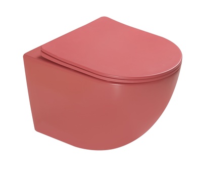 Унитаз подвесной, безободковый, система смыва Tornado (красный матовый) - Сантехника