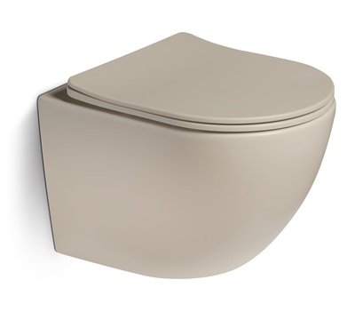 Унитаз подвесной, безободковый,система смыва Tornado (бежевый матовый) - Сантехника