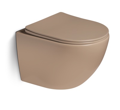 Унитаз подвесной, безободковый, система смыва Tornado (светло-коричневый матовый) - Сантехника