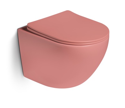 Унитаз подвесной, безободковый, система смыва Tornado (персиковый матовый) - Сантехника