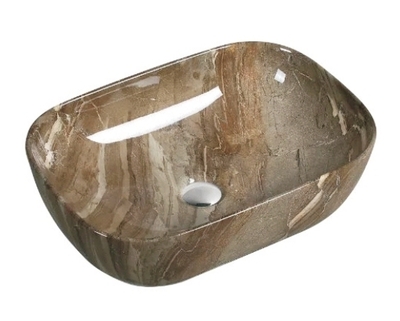 Раковина керамическая под мрамор (накладная) - Сантехника